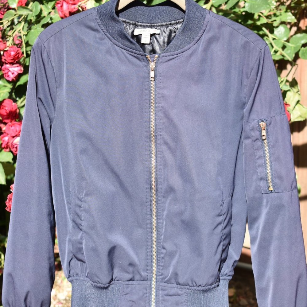 Navy Blue Bomber Jacket